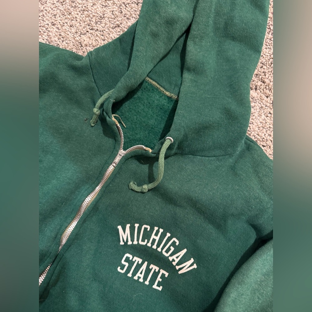 Vintage Michigan State zip up hooded sweatshirt, size small - Picture 2 of 6